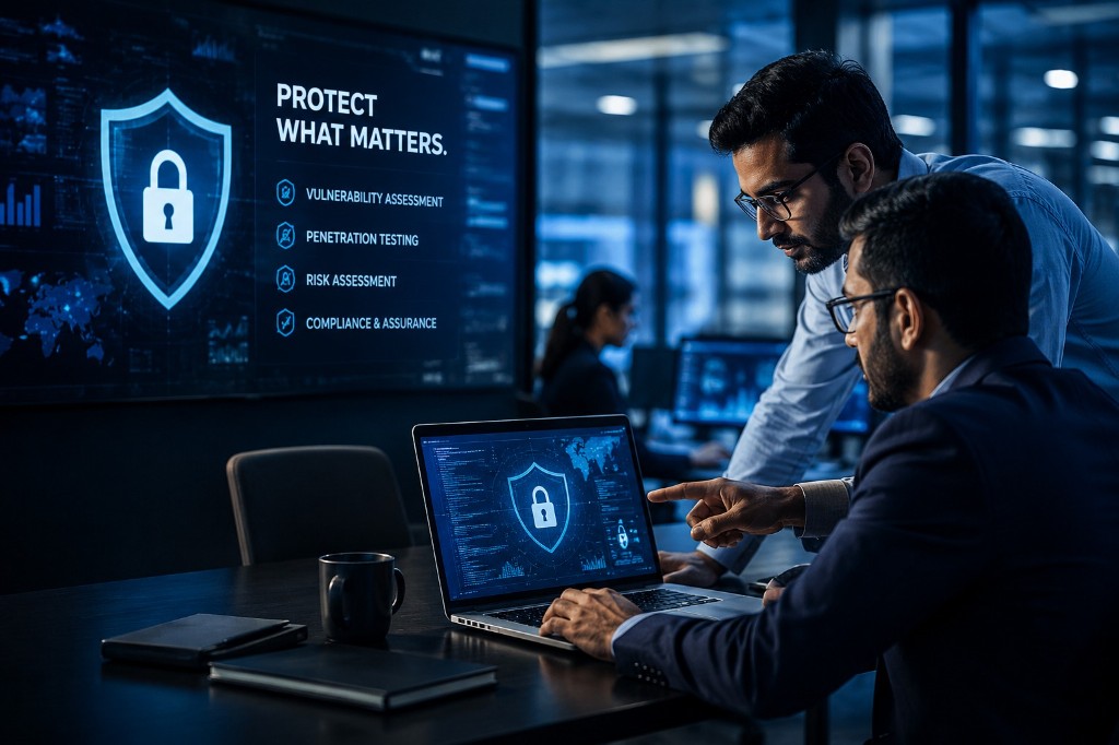 Security professionals reviewing compliance and cybersecurity controls